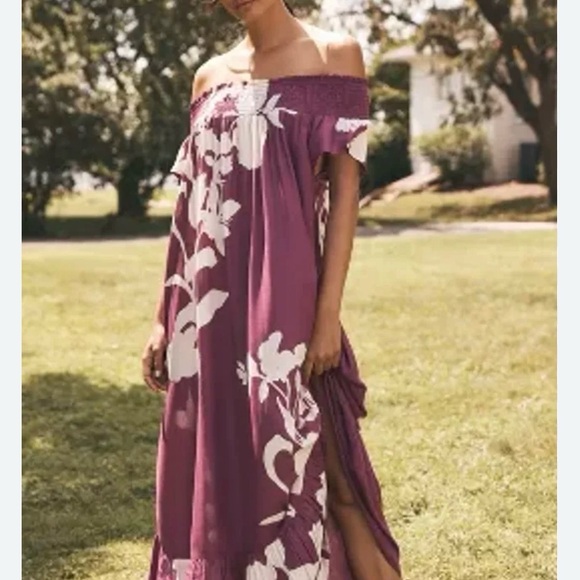 BNWOT Anthropologie off the shoulder maxi dress - Picture 2 of 10